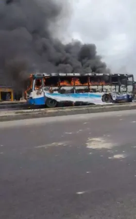 Mob Incinerates BRT Bus After Motorcyclist's Death in Lagos