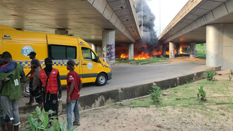 LASEMA Responds to Tanker Fire Under Otedola Bridge
