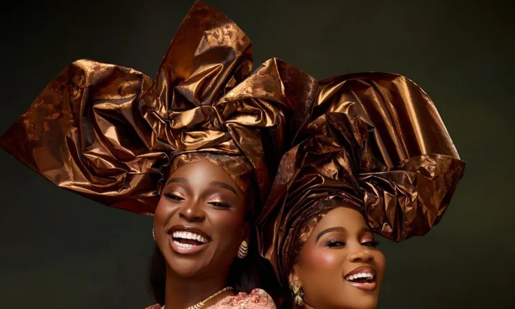 Veekee James and Tomike Adeoye Dazzle in Peach Glamour