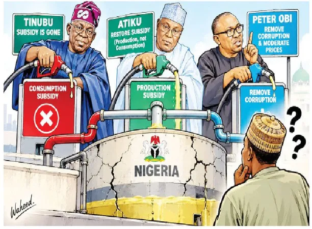 Tinubu, Abubakar, and Obi Clash Over Fuel Subsidy Plans